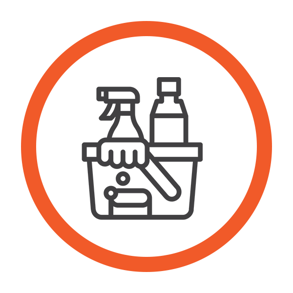 deep clean icon with a bucket with cleaning supplies